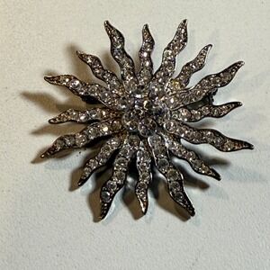 Sunburst Brooch Pin Rhinestone Celestial Starburst Fashion Jewelry Gift